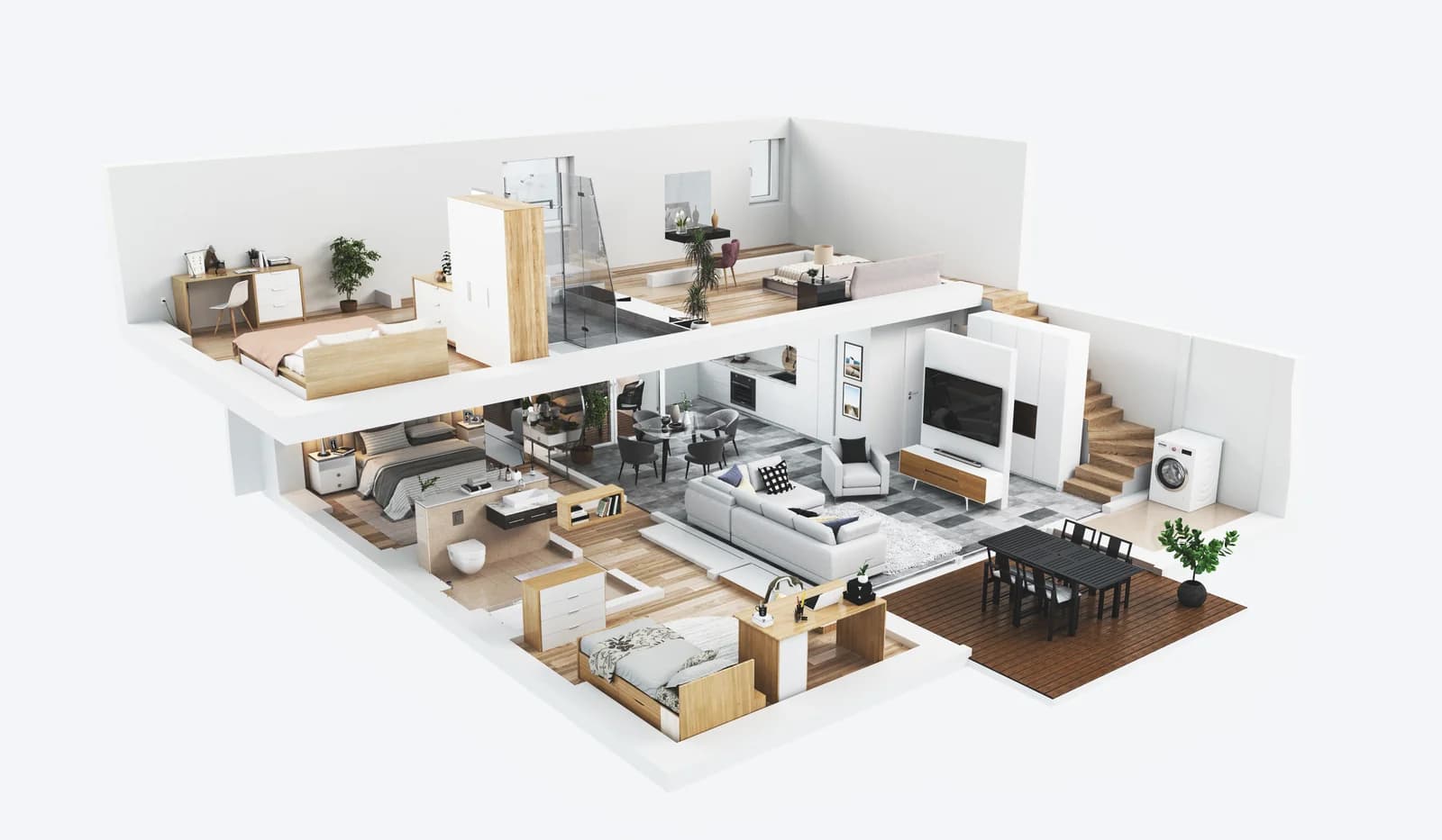 Architectural floor plan prepared for rendering
